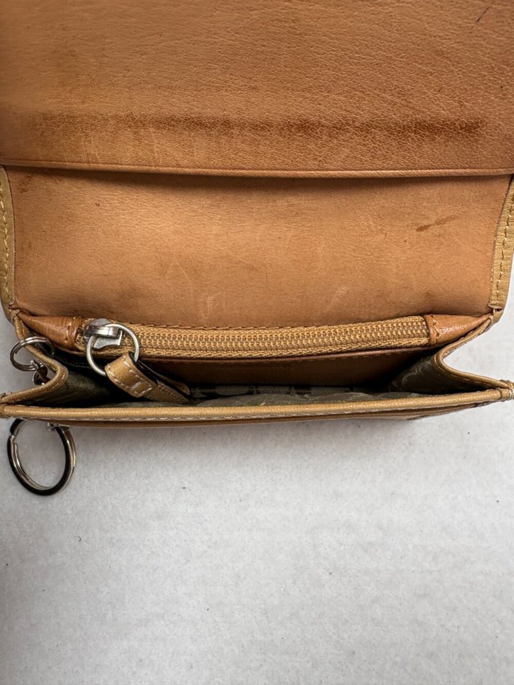 Vintage Coach Tan Leather Keyring Wallet Foldover Preppy Quiet Luxury Heritage - Picture 5 of 11